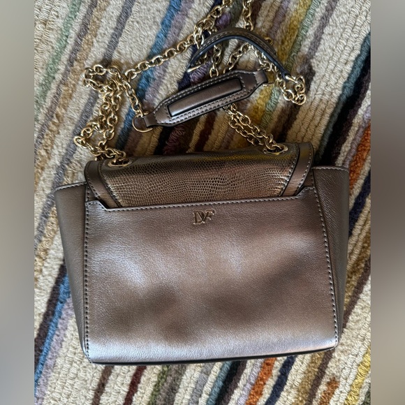 Diane Von Furstenberg Gray Leather Chain Shoulder Crossbody Handbag - Picture 8 of 16